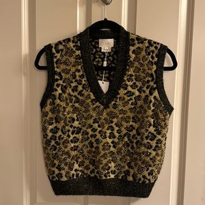 Camilla Standing Ovation Cropped Jacquard Knit Vest. Size S.